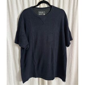 Eddie Bauer vintage Navy Short Sleeve Mens Adult TXL
Chest 52”
Length 32”
Should